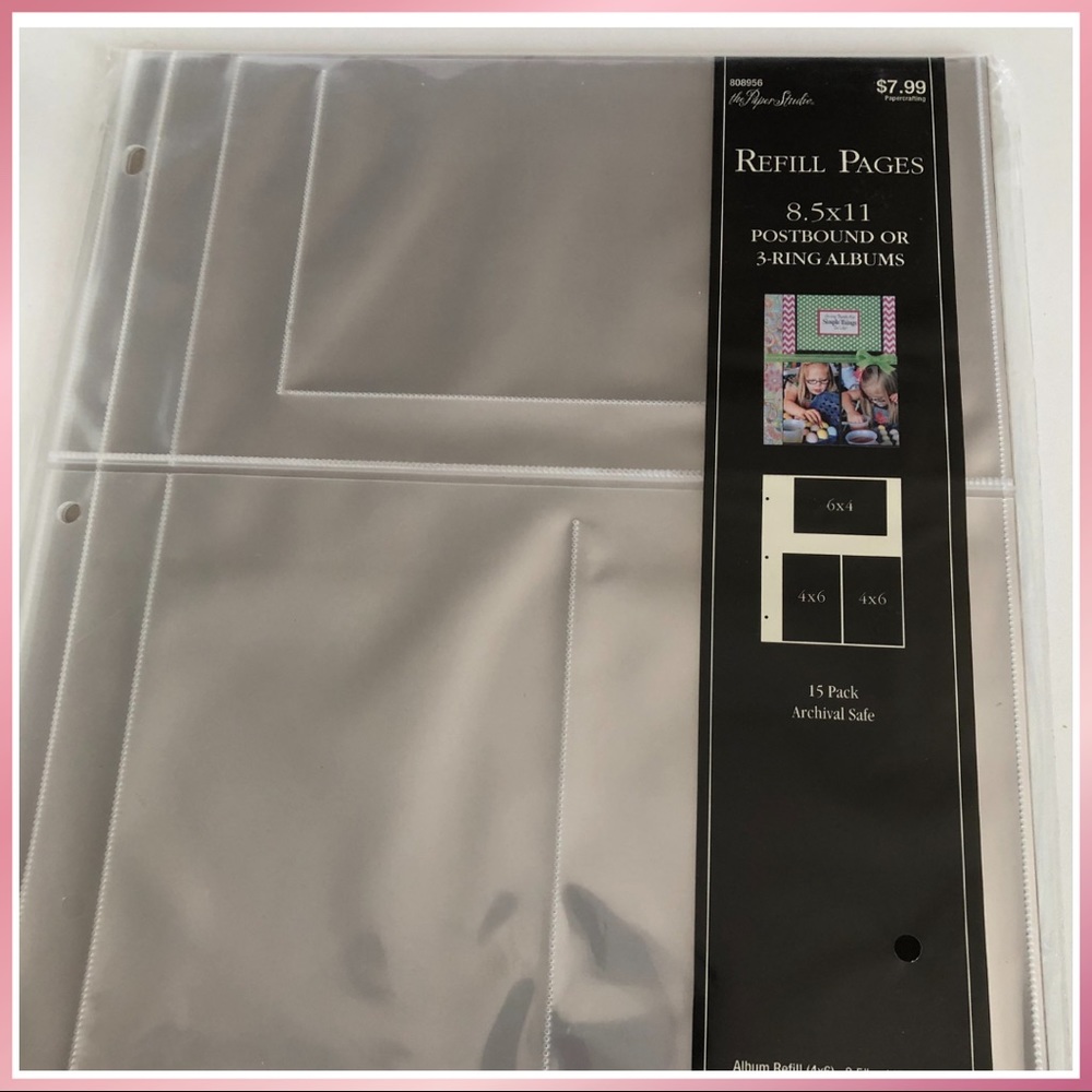 8 1/2x11 photo refill for 3 ring binder